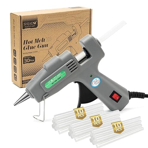 SHJADE Hot Glue Gun with 30 Glue Sticks, 20W Mini Hot Melt Gun Kit(Grey) | Fast Preheating, Ideal for School Crafts, DIY Arts, and Quick Home Repairs, Compact, Suitable for 0.27" Glue Sticks - Image 1