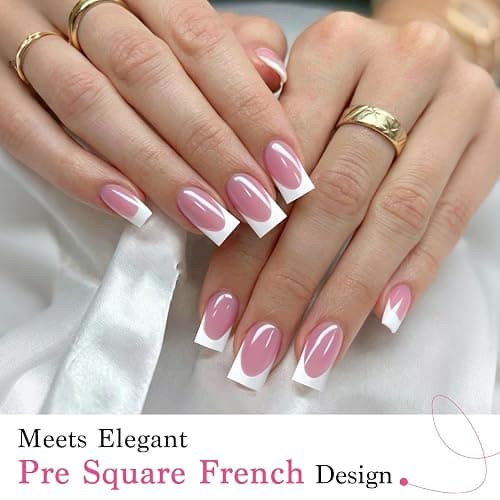 Qiek French Tips Press On Nails - 150Pcs Deep Pink Short Square Soft Gel Nail Tips Pre-Designed, 15 Sizes Fake Nails for Nail Art DIY, False Nails Salon Quality Manicure at Home Gifts For Women thumbnail 2
