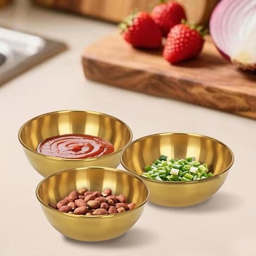ZXBMS 12 Pack 3.2 Inch Gold Stainless Steel Dipping Bowls – Small Bowls for Dips, Soy Sauce, Condiments, Appetizers, Facial Bowl for Esthetician Use thumbnail 9