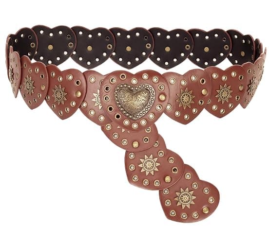Western-Wide-Disc-Belt for Womens-Oval-Belt - Vintage Hollow-Rivet Cowgirl-Boho-PU-Leather-Belt for Dress Jeans thumbnail 4