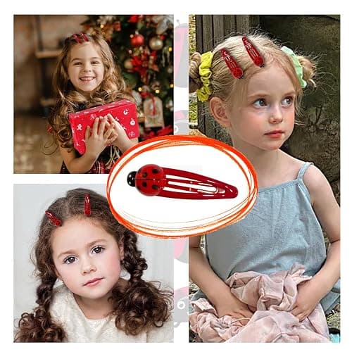 Kesvila 20 Pcs Ladybug Hair Clips, Animal Hair Clips for Girls and Women, Girl Hair Accessories, Snap Barrettes, 5cm/1.96inch, 20 Piece thumbnail 6