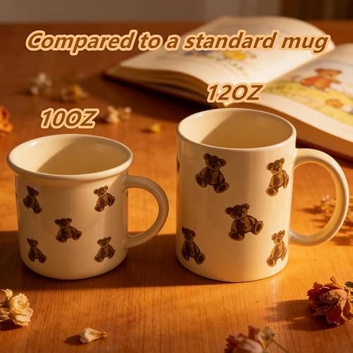 FableKnot Vintage Teddy Bear Small Coffee Mug-10oz-Cute Novelty Ceramic Cup for Women, Cute Coffee Cups, Tea or Milk.Gift for Teachers, Kids, Office or New Year thumbnail 6