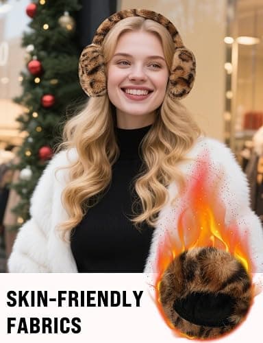 Buauty Womens Leopard Ear Muffs, Soft Winter Ear Covers Foldable Fluffy Ears Headband Warmers for Cold Weather thumbnail 6