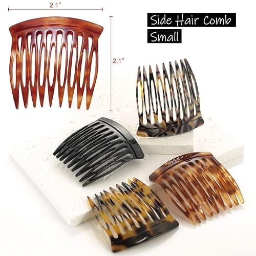 HYFEEL Hair Side Combs - Small French Side Hair Comb Clips for Women Decorative French Twist Hair Styling Accessories -4 Pcs (Tortoise, Brown) thumbnail 3