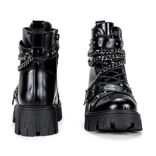 Jeossy Women's 9620 Chelsea Combat Boots, Platform Ankle Boots Chunky Heel, Fashion Lug Sole Slip on Booties with Elastic Band thumbnail 8