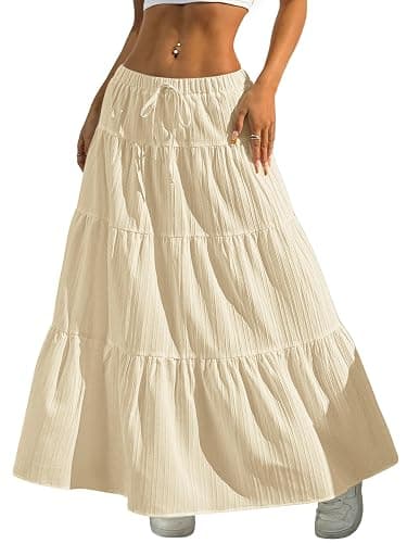 Verdusa Women's Boho Skirt Flowy Flared Ruffle Summer Long Maxi Skirts Going Out Outfits - Image 1