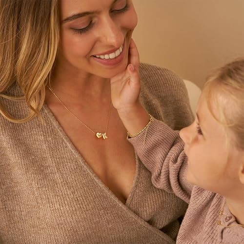 MOMOL Tiny Heart Initial Necklace for Women 18K Gold Plated Dainty Letters Name Necklace Personalized Gift for Christmas thumbnail 4