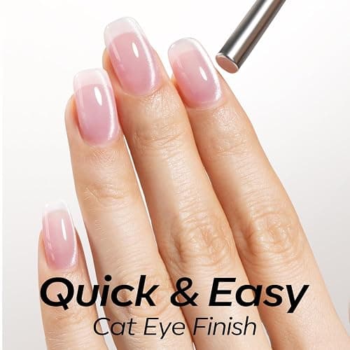 Modelones Glassy Cat Eye Gel Nail Polish, 15 ML Silver Glitter Holographic Glass Cat Eye Summer Jelly Shimmer Reflective Translucent Gel Magnetic Nail Polish for Women Girl thumbnail 6