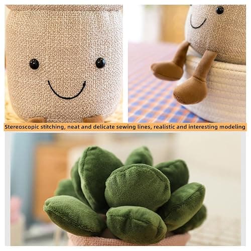 XZJMY 1Pack Succulents Plush Toy,Potted Plant Stuffed Plush Pillow Decoration,Cute Plants Plush Toy, Plush Toys Gift for Kids Girls (Khaki,Succulents) thumbnail 5