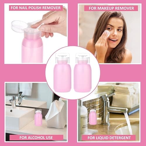 MEKK Acetone Pump Dispenser,Push Down Pump Dispenser Empty Alcohol Dispenser Push Down Nail Polish Remover Pump One-Touch Pump Bottle Dispenser for Nail Polish & Makeup Remover 2 Pack 200ML(6.8oz) thumbnail 6