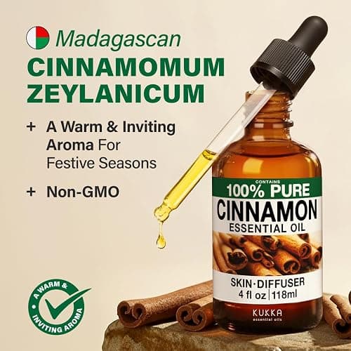 KUKKA Cinnamon Essential Oils - 4 Fl Oz - for Hair, Skin, Diffuser, Aromatherapy & DIY Soap Making Scent thumbnail 3