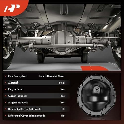 A-Premium Rear Differential Cover W/Gasket Fit for Chevy, GMC & Cadillac Models - Silverado 1500 Sierra Suburban Express Sonoma Tahoe Yukon S10 Blazer Jimmy Escalade 1998-2010, with Magnet & 10 Screws thumbnail 3