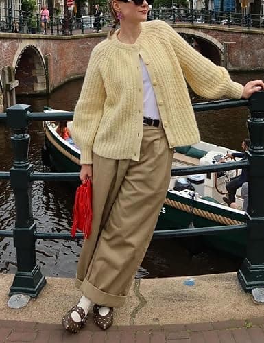 VDWIP Women's Cardigan Sweaters Button Down Open Front Chunky Cardigan Long Sleeve Cropped Y2k Knit Outerwear thumbnail 3