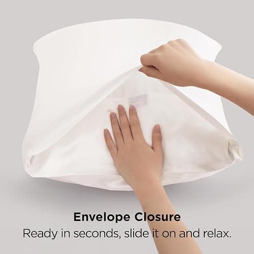 Bedsure Satin Pillowcase 2 Pack Similar to Silk Pillow Cases Standard Size, Pillow Case for Sleeping Women with Envelope Closure, Gifts for Women Men, Ivory, 20x26 Inches, 2pcs thumbnail 8