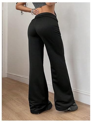 Milumia Women's Gothic Grunge Graphic Foldover Pants Y2k Low Waist Trousers Sweapants thumbnail 3