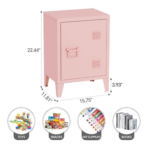 MIOCASA Metal Nightstand Modern End Side Table Steel Bedside Storage Cabinet with Shelf Easy Assembly for Living Room Bedroom thumbnail 3