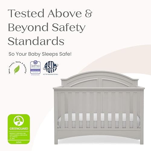 Delta Children Perry 6-in-1 Convertible Crib - Greenguard Gold Certified, Moonstruck Grey thumbnail 4