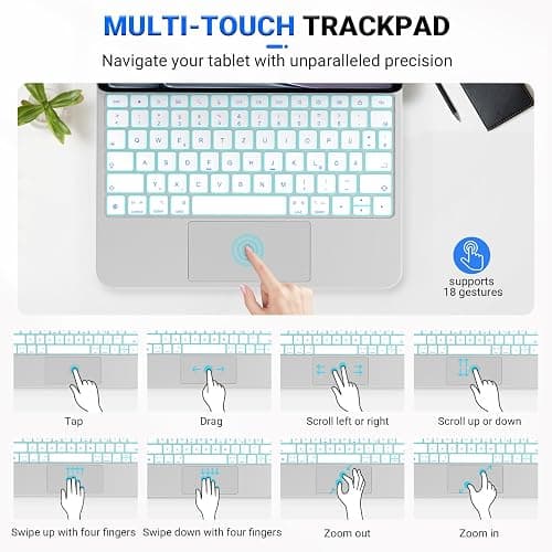 Emoonland Magic Keyboard iPad Air 11-inch (M4 2026/M3 2025/M2 2024 | iPad Pro 11" (1st/2nd/3rd/4th Gen) Floating Cantilever Stand with Stylus Pen Keyboard Case for iPad Air 10.9“(5th /4th Gen) thumbnail 5