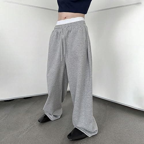 Teen Boys Baggy Sweatpants Drawstring Elastic Waist Y2K Loose Wide Leg Sweat Pants Yoga Gym Track Pants with Pockets thumbnail 4