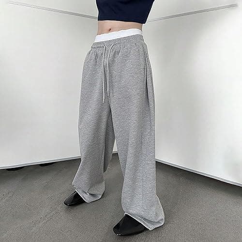 Baggy Sweatpants Men Wide Leg Sweats Pants Loose Cotton Open Bottom Joggers with Pockets Y2k Tall Trousers Streetwear thumbnail 3