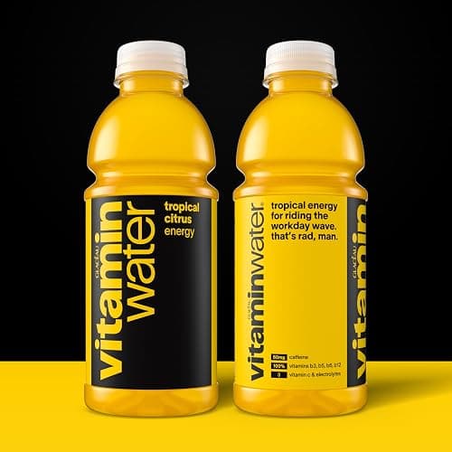 vitaminwater Energy Tropical Citrus Nutrient Enhanced Flavored Water Beverage, 20 fl oz Bottles, 12 Pack thumbnail 2
