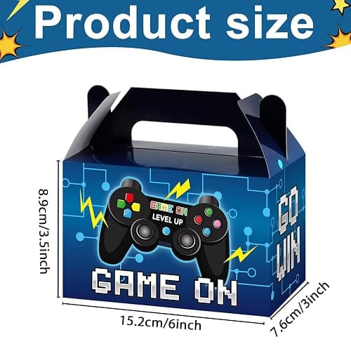 Tevxj 12 Pcs Video Game Bags Gamer Party Favors Treat Gift Boxes Gamer Candy Bags Gaming Party Favors Goody Boxes for Kids Boys Video Game Birthday Decorations Supplies 6 x 3 x 3.5 Inches（Blue） thumbnail 3