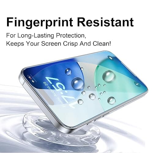 OneFish for iPhone 17 Screen Protector 6.3 inch HD Clear Tempered Glass Full Coverage, 9H Hardness Scratch Resistant, Easy Installation, 2 Pack thumbnail 5