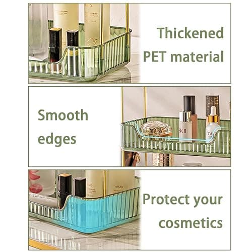 shuang qing Bathroom Counter Organizer Countertop Storage, Cosmetics Skincare Shelf, Makeup Organizer Perfume for Dresser Vanity Tray, Spice Rack for Kitchen(2 Tier-Green) thumbnail 4