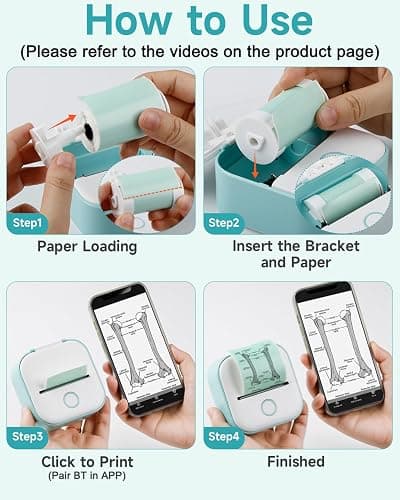 Memoking Sticker Printer - T02 Mini Printer Print Pods Portable Thermal Inkless Sticker Maker Machine Bluetooth Pocket Impresora Portátil Instant Print for Notes, Anatomical Diagrams, Journal,DIY,Gift thumbnail 4