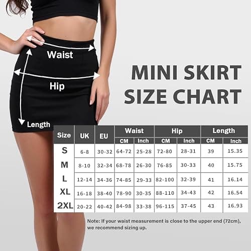 Sahunfri Schwarzer Rock, Minirock Schwarz mit Elastischer Taille, Bleistiftrock Damen für Sexy, Freizeitkleidung thumbnail 4