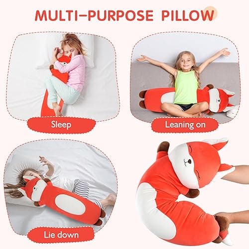 Dalmao 22 inch Orange Fox Stuffed Animal, Soft Long Pillow Doll, Cute Fox Plush Hugging Pillow Plushies Toy Gift for Kids, Boys Birthday,Valentine - Fox - 22 inch thumbnail 6