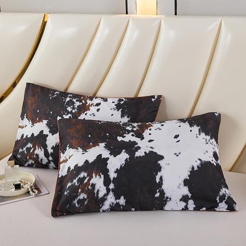 PERFEMET Black King Size Comforter Set 3 Pieces Cow Print Bedding Set Western Farmhouse Rustic Bed Comforter Animal Cowhide Quilt Set for Bedroom Decoration thumbnail 7