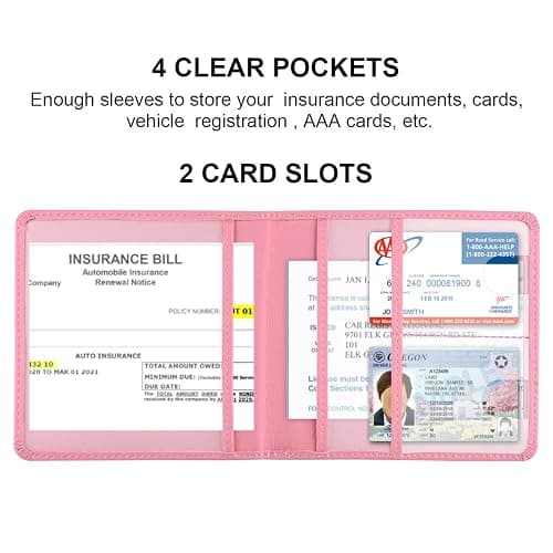 Cacturism Car Registration and Insurance Holder, Vehicle Glove Box Car Organizer，Women Interior Car Accessories Case for Cards, Essential Document, Driver License, Pink thumbnail 3