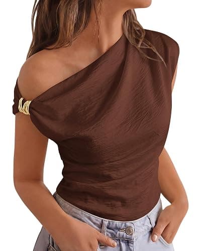 BTFBM Spring Tops for Women Trendy Sleeveless Ruched Going Out Top Solid Tank Blouses Basic T Shirts Fashion Clothing - Image 1