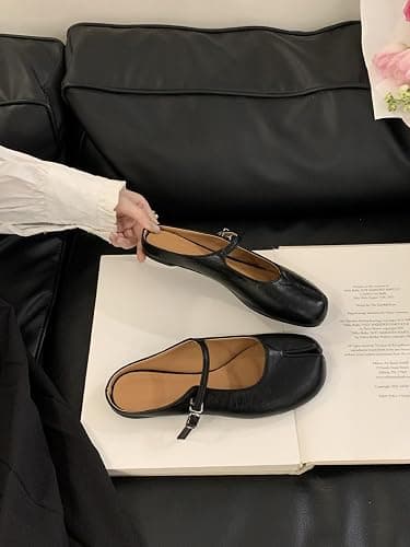LokoLucx Tabi Shoes Mary Jane Mules Flats for Women Split Toe Strips Slip-On Slides Convenient Breathable Comfortable Casual Round Toe Retro Slippers Spring Summer Fall Back to School thumbnail 4