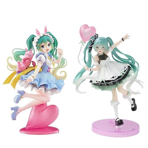 Anime Style Twin-Tail Girl Action Figures Set, 8.27 Inch Cute Dress Collectible Figurines with Display Base, PVC Cartoon Character Statues for Desk Decor Gift (2PCS) - Image 1