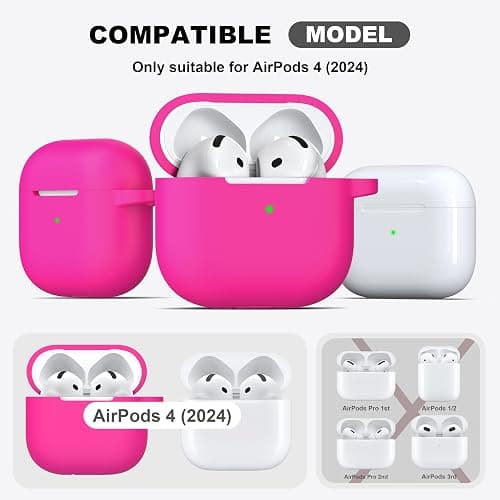 R-fun for AirPods 4 Case Silicone Cover, Rose Pink | Compatible with Apple AirPods 4th Generation with Keychain & Cleaner Kit, Wireless Charging Compatible thumbnail 3