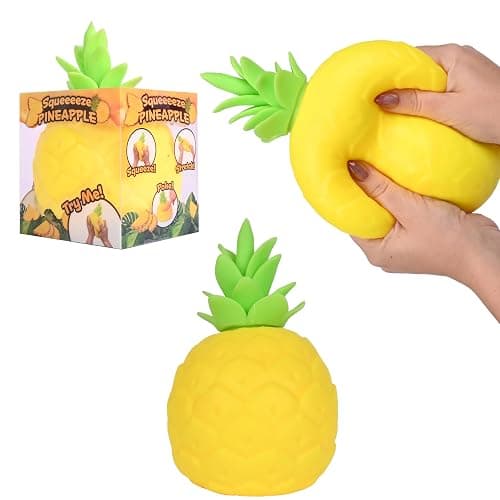 Sunny Days Toymendous Squishy Pineapple - Jumbo Stress Ball - Ages 3+ | Thermoplastic Rubber TPR, 6.5 in Tall, 4 in Wide, Yellow, Stress Relief Fidget, Fruit Theme, Ages 36+ Months, 1 Pack thumbnail 2