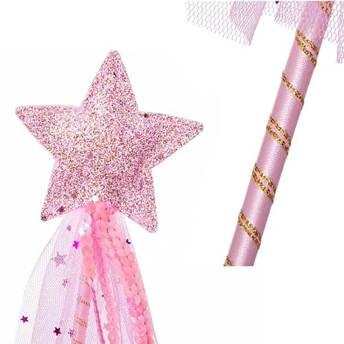 ALVOGIMOR 2 Pack Glitter Star Wand,Princess Costume Angel Role Play Stick Props for Birthday, Halloween, Christmas Party (Pink Blue, 12 inch) thumbnail 4