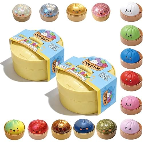 2-Pack Glitter Dumpling Squishy Set - Colorful Sensory Stress Relief Collections, Random Squishy Gift Box with Sparkly Dumplings for Party Favors & Collectibles (Random-2 PCS) - Image 1