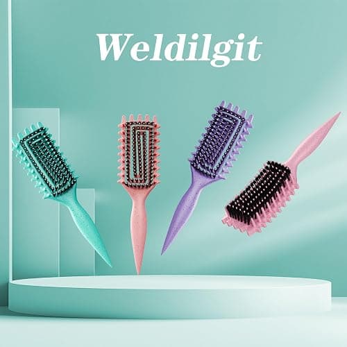 Curly Hair Brush, Curl Defining Brush with Soft Boar Bristles Detangling Tangled Glides, Wide-Teeth Design Effortlessly Shaping & Defining Curls, Curling Definer for Wet & Dry Hair (Green) thumbnail 7
