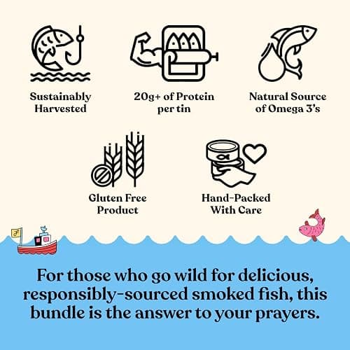 Fishwife Starter 7-Pack (Variety of Tinned Seafood including Smoked Salmon, Rainbow Trout, Sardines, Tuna & More!) | Gluten Free, High Protein, Omega-3s | Hand-Packed thumbnail 6