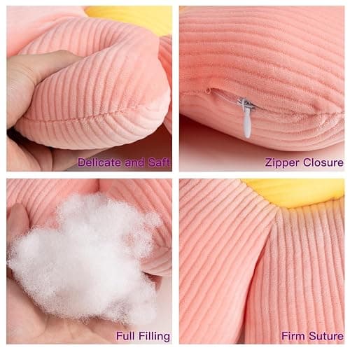 FSRONGXI 2pcs Daisy Flower Throw Pillows, Cute Aesthetic Preppy Room Decor Decorative Pillow Floor Cushions for Girls Bedroom Bed Sofa Chair Couch(Pink & White, 38x38cm) thumbnail 7