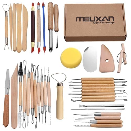 Meuxan 40PCS Pottery Tool Set Clay Sculpting Modeling Tools - Image 1
