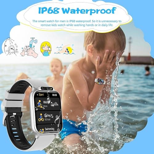 Smart Watch for Kids, 1.85" Fitness Tracker with Heart Rate, Sleep Monitor, IP68 Waterproof Smartwatches with Video Music, Pedometer, Game, NO APP/Phone, Gift for Boys Girls. (Built-in AI, Silver) thumbnail 8