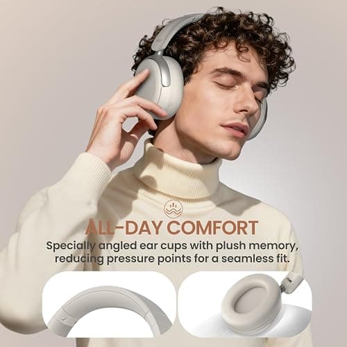 acer Active Noise Cancelling Headphones, Over-Ear Bluetooth Wireless Headphones, Low Latency Game Mode, USB-C Charging, 60H Playtime for Work/Travel/Gym/Office/Home, White thumbnail 4