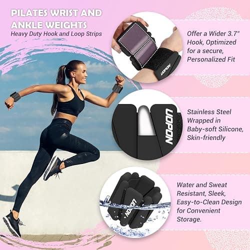 Wrist Ankle Weights for Women Set of 2, Adjustable Silicone Weighted Bangles, Wearable Ultra-durable Strips Weight Bracelet 2 lbs/4 lbs for Yoga, Pilates, Barre, Walking, Arm & Leg Workout thumbnail 2