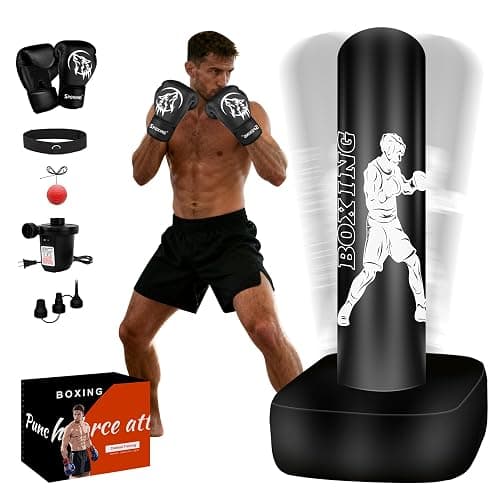 Vobab Punching Bag for Adults, 70" Boxing Bag with Stand, Freestanding Heavy Bag with Boxing Gloves, Reflex Ball Set, Kickboxing Bag Training Equipment for Muay Thai, MMA, Gym, Training, Fitness - Image 1