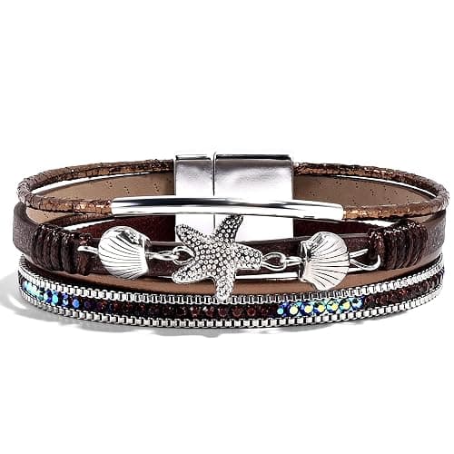 VIBILIA Boho Leather Wrap Bracelets for Women Multi-Layer Bracelets with Strong Clasp Jewelry for Women - Image 1