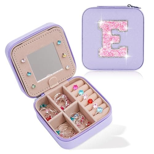Uygafly Travel Essentials for Women - Travel Accessories Travel Stuff,Mini Jewelry Organizer Jewelry Case for Traveling,Cute Personalized Jewelry Box,Birthday Gifts for Girls Women | Lavender,E - Image 1